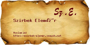 Szirbek Elemér névjegykártya